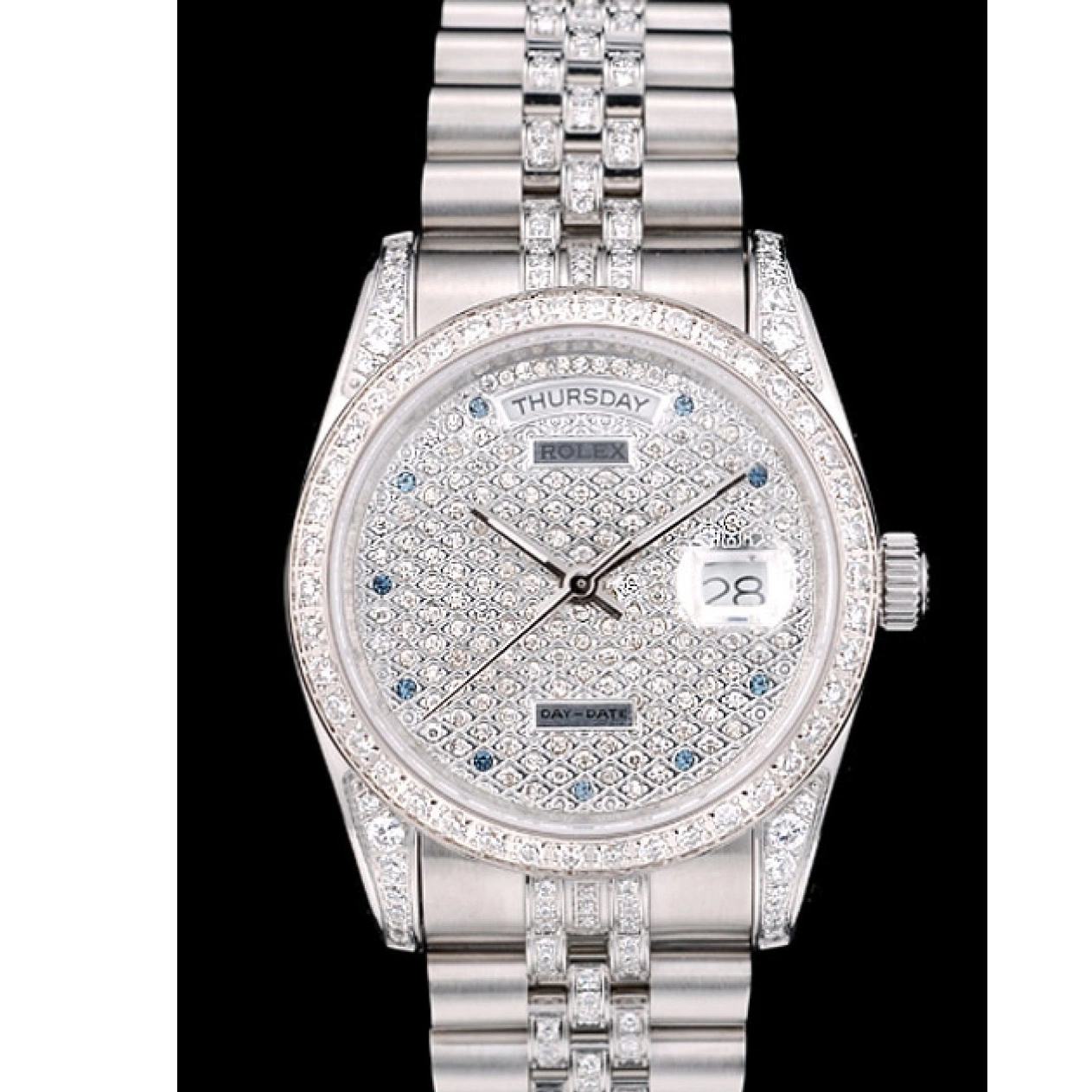 Aaa fake watches Rolex Steel Diamond 41985 Plated Diamond Stainless DayDate Plated Dial Bracelet 0718